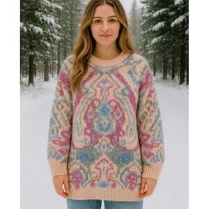 Classiques VTG SZ M Women's Mohair Knit Pastel Crew Neck Sweater Stunning